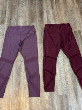 ASICS Women’s Athletic Leggings 2 Pair Size L Cut Out Full Length Phone Pocket